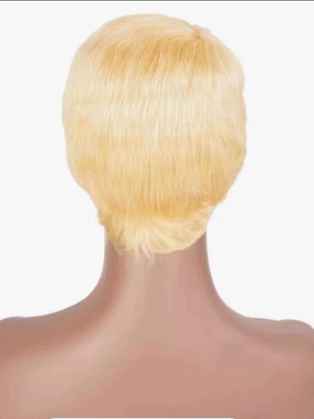 Short Blonde Human Hair Pixie Wig with Bangs – Adjustable Cap